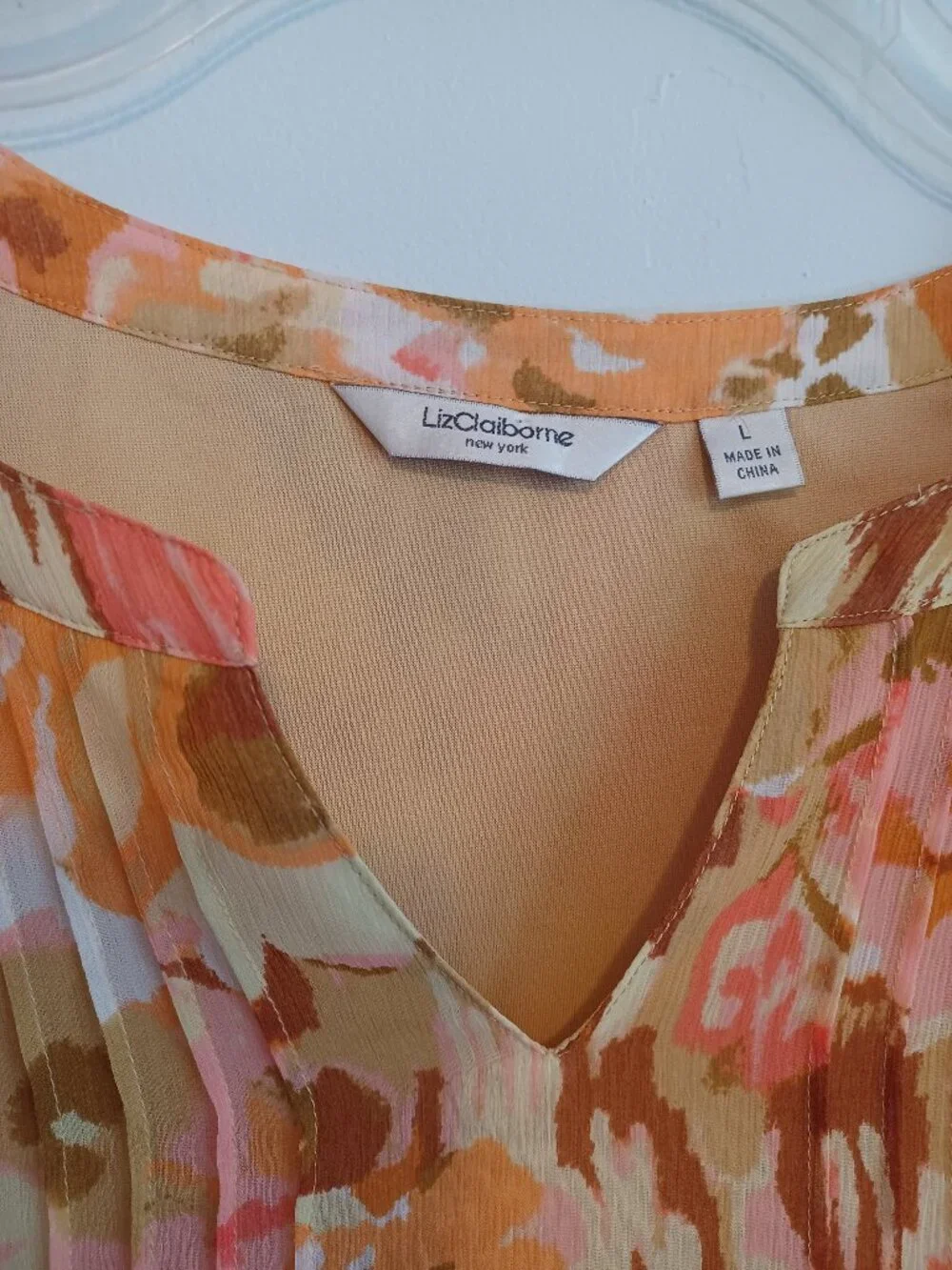 Liz Claiborne Women's Multi Color Peasant Blouse Top size L - Picture 4 of 8